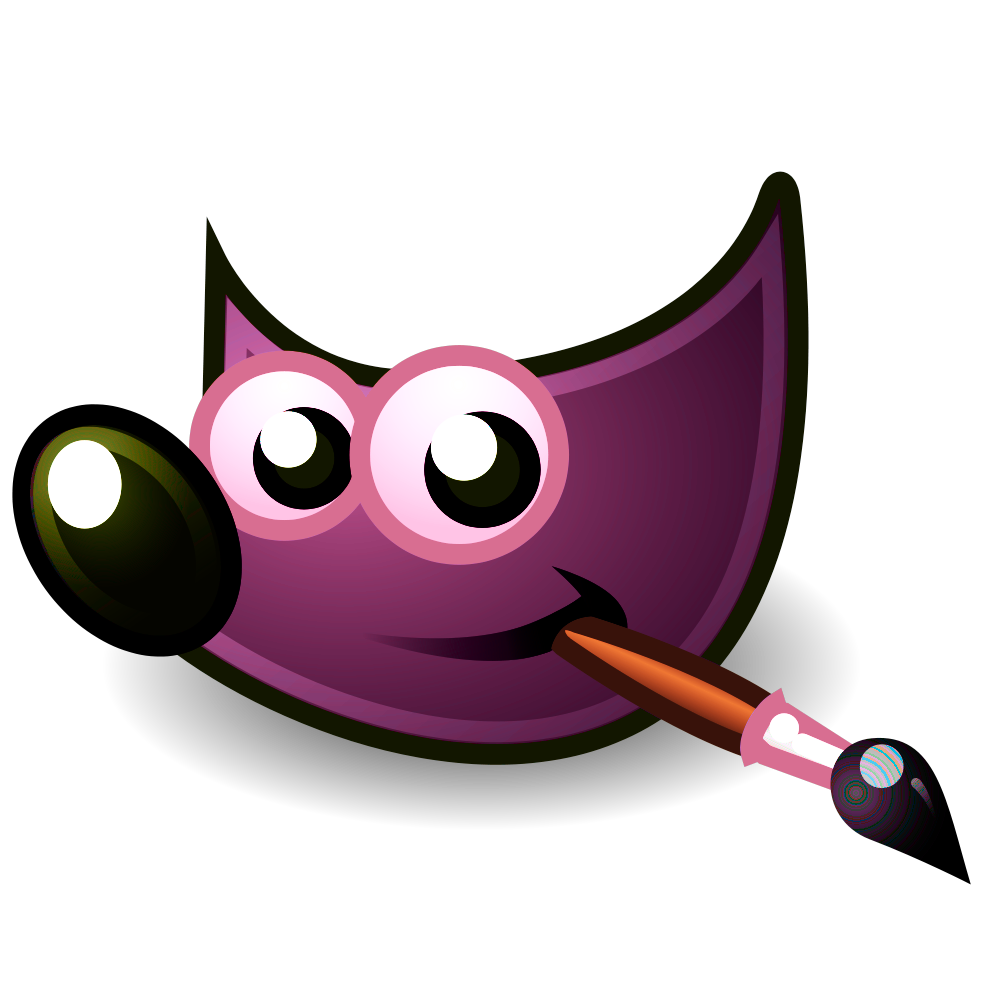 the GNU Image Manipulation Program icon, color-shifted so that it looks like a purple imp.